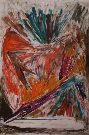 Painting titled "The Fox and the Sto…" by Mikhey Chikov, Original Artwork, Acrylic