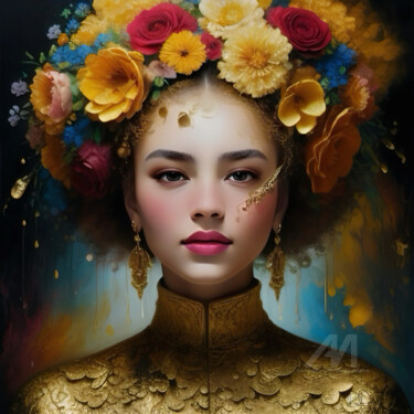 Girl with flowers 数字艺术 标题为“Girl with flowers” 由Davina Dugnas, 原创艺术品, 2D数字工作
