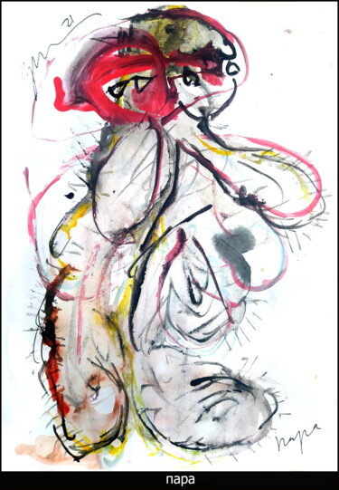 Drawing titled "Пара   Couple" by Dima Dima Vil Ms Wilms (Rok Zivopisec Rock Painter), Original Artwork, Watercolor