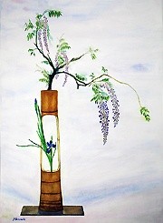 Painting titled "Purple and Blue Wis…" by Jennifer Shinomoto, Original Artwork