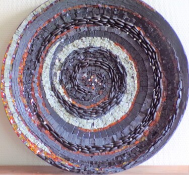 Collages titled "Trou noir" by Michelle Vaillant, Original Artwork, Mosaic Mounted on Wood Panel
