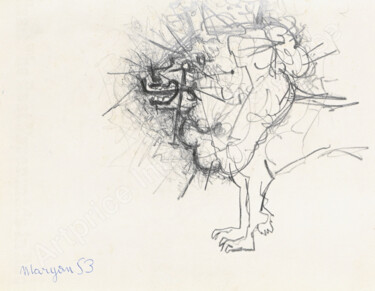 Disegno intitolato "Sans titre" da Pinchas Maryan, Opera d'arte originale, Matita