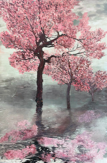 绘画 标题为“Three Reflections” 由Kenneth Halvorsen, 原创艺术品, 油 安装在木质担架架上