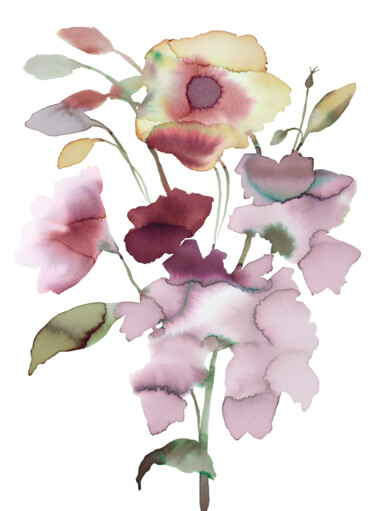 Floral No. 31 绘画 标题为“Floral No. 31” 由Elizabeth Becker, 原创艺术品, 水彩