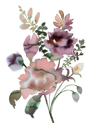 Floral No. 32 绘画 标题为“Floral No. 32” 由Elizabeth Becker, 原创艺术品, 水彩