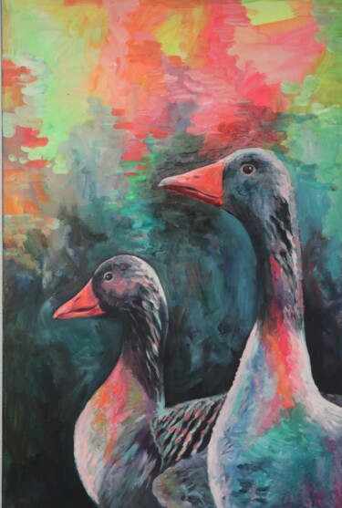 Peinture intitulée "Ida & Lotta" par Christa Riemann, Œuvre d'art originale, Acrylique