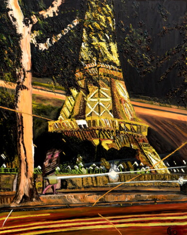 Peinture intitulée "La dame de fer. Par…" par Jerome Labrunerie (GEO), Œuvre d'art originale, Huile Monté sur Châssis en bois