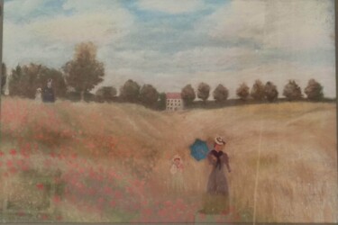 Peinture intitulée "Les coquelicots apr…" par Michel Béquet, Œuvre d'art originale, Pastel