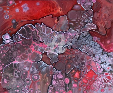 Peinture intitulée "Organic red, rouge…" par Annemarie Laffont, Œuvre d'art originale, Acrylique Monté sur Châssis en bois