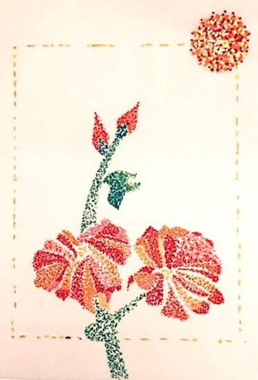 图画 标题为“Red Sun Geranium” 由D Avergon, 原创艺术品, 标记