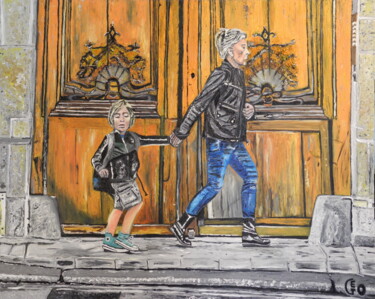 Schilderij getiteld "Résignation. Paris." door Jerome Labrunerie (GEO), Origineel Kunstwerk, Olie Gemonteerd op Frame voor h…