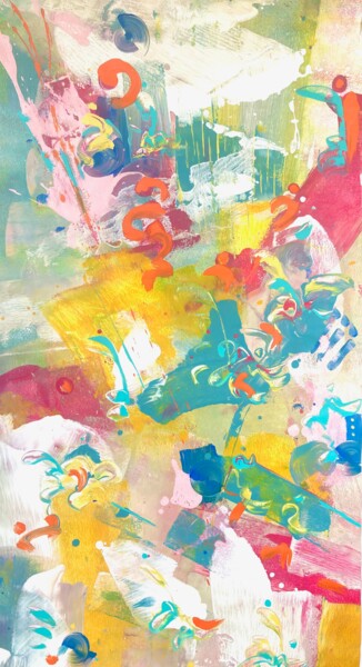 Painting titled "SPRING LOVE" by Delphine Bernard, Original Artwork, Acrylic Mounted on Wood Stretcher frame