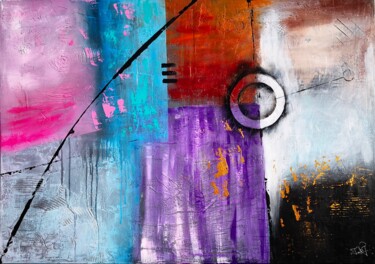 Painting titled "The Circle" by Tatiana Guennewig, Original Artwork, Acrylic Mounted on Wood Stretcher frame