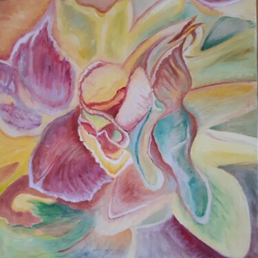 Peinture intitulée "Cœur de rose" par Dominique Laigneau, Œuvre d'art originale, Huile