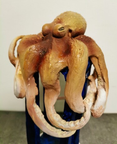 Sculpture titled "le poulpe" by Christian Godfroy, Original Artwork, Terra cotta