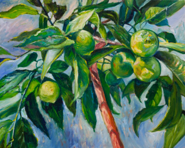 Painting titled "Lime" by Liudmila Pisliakova, Original Artwork, Oil Mounted on Wood Stretcher frame