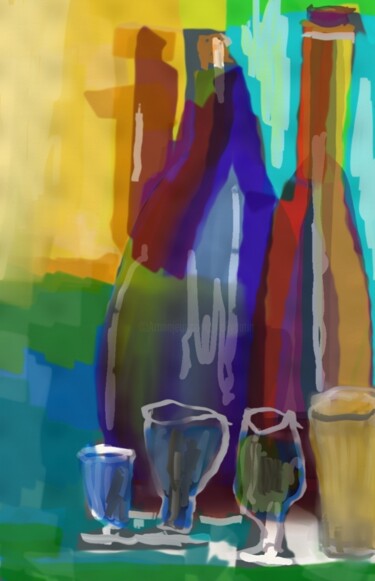 Arts numériques intitulée "Une table bien garn…" par Jacky Patin, Œuvre d'art originale, Peinture numérique