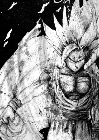 Rysunek zatytułowany „Gohan Ssj2” autorstwa Franck Neuville, Oryginalna praca, Długopis