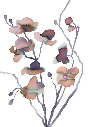 绘画 标题为“Orchids” 由Elizabeth Becker, 原创艺术品, 水彩