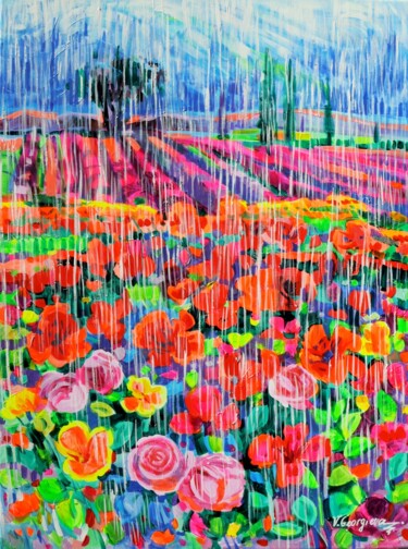 Purple rain 绘画 标题为“Purple rain” 由Vanya Georgieva, 原创艺术品, 丙烯 安装在木质担架架上