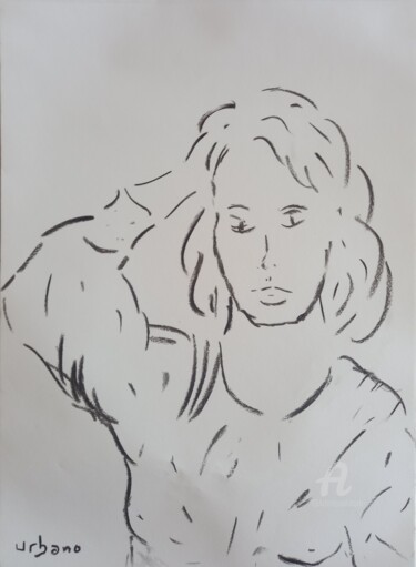 Drawing titled "Avec toi" by Roberto Urbano, Original Artwork, Charcoal