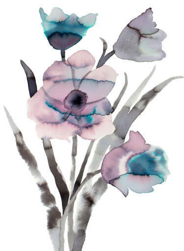 Floral No. 36 Pittura intitolato "Floral No. 36" da Elizabeth Becker, Opera d'arte originale, Acquarello