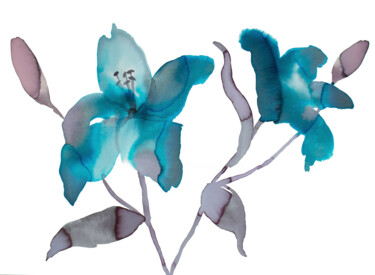 "Lilies No. 3" başlıklı Tablo Elizabeth Becker tarafından, Orijinal sanat, Mürekkep
