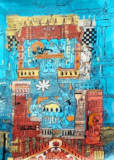 Malarstwo zatytułowany „Padmanabha darshanam” autorstwa Srikanth Babu Adepu, Oryginalna praca, Akryl