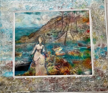 绘画 标题为“Im kleinen Hafen” 由Manfred Beck-Arnstein, 原创艺术品, 水彩 安装在木板上