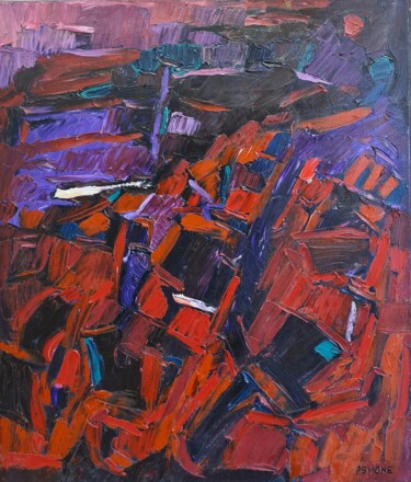 Cromatico rosso (notturno) Peinture intitulée "Cromatico rosso (no…" par Domenico Asmone, Œuvre d'art originale, Huile Monté sur Châssis en bois