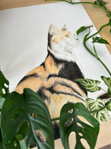 绘画 标题为“Karma ir a cat” 由María Emilia Villegas, 原创艺术品, 水彩
