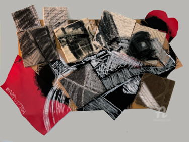 Collages getiteld "Drawing No. 1" door Samuel Bartlett, Origineel Kunstwerk, Houtskool