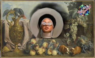 Peinture intitulée "Étoile filante inte…" par Cosmoarty, Œuvre d'art originale, Peinture numérique Monté sur Pierre