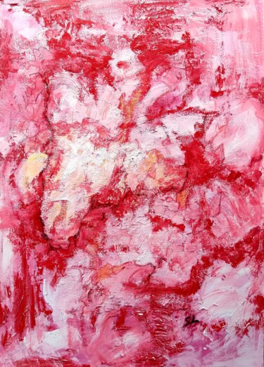 Abstrait Rouge Painting titled "Abstrait Rouge" by Sandrine Lefebvre, Original Artwork, Gouache