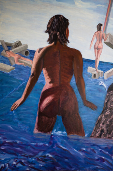 Vista On Floating Concrete Piles 绘画 标题为“Vista On Floating C…” 由The Hammer, 原创艺术品, 油
