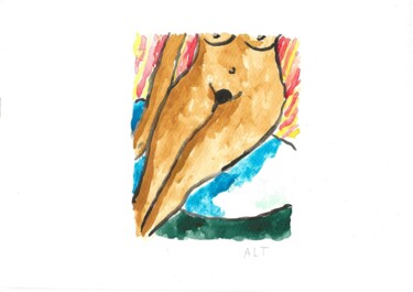 Pintura intitulada "Femme (2)" por Arnaud De La Tour, Obras de arte originais, Aquarela