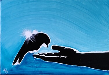 Painting titled "Le Don" by Stefan, Original Artwork, Acrylic Mounted on Wood Stretcher frame