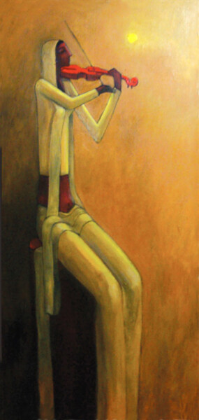 Creating Melodies - Serenade Painting titled "Creating Melodies -…" by Basil Cooray, Original Artwork, Oil Mounted on Wood Stretcher frame
