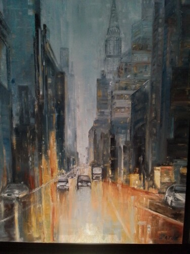 绘画 标题为“Pluie sur Manhattan” 由Patrick Paton, 原创艺术品, 油 安装在木质担架架上