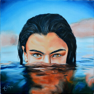Peinture intitulée "Regard de sirène" par Jacques Maupas, Œuvre d'art originale, Huile Monté sur Châssis en bois