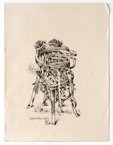 Рисунок под названием "STOOL OF THE DAY Nr…" - Ilya Kexholmsky, Подлинное произведение искусства, Графит