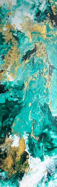 Painting titled "Mer des caraïbes" by Ls, Original Artwork, Acrylic Mounted on Wood Stretcher frame