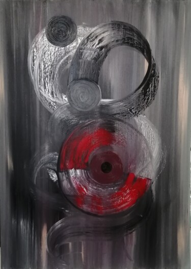 Schilderij getiteld "Le vinyle" door Monique Mert, Origineel Kunstwerk, Olie