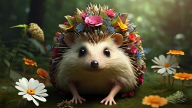 제목이 "Hedgehog"인 디지털 아트 Pixqix로, 원작, AI 생성 이미지