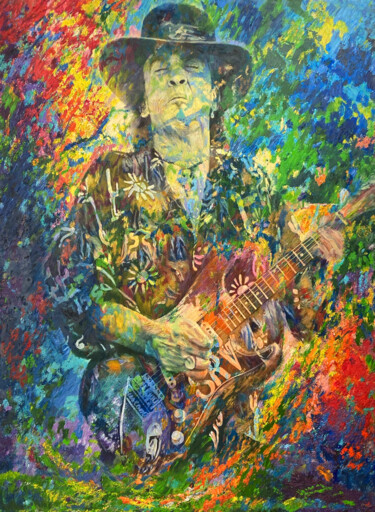 Pittura intitolato "Stevie Ray Van" da Kenneth Halvorsen, Opera d'arte originale, Olio Montato su Telaio per barella in legno