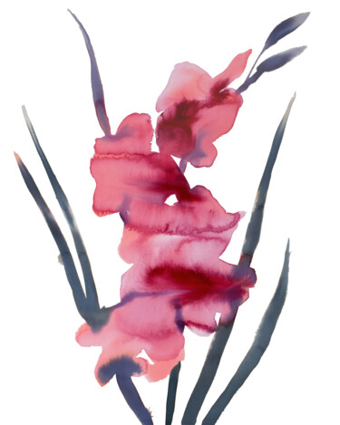 绘画 标题为“Gladiolus No. 3” 由Elizabeth Becker, 原创艺术品, 水彩