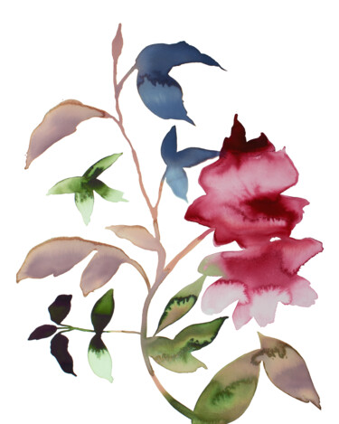 Rose Study No. 90 绘画 标题为“Rose Study No. 90” 由Elizabeth Becker, 原创艺术品, 水彩