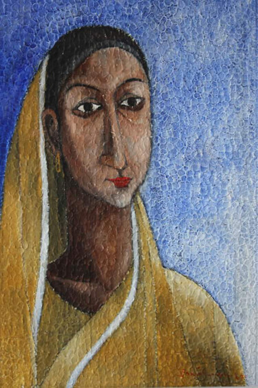 绘画 标题为“The Portraits - She…” 由Basil Cooray, 原创艺术品, 丙烯 安装在其他刚性面板上