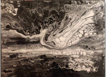 Painting titled "Noir" by Isabelle Breteau (Zabougne), Original Artwork, Acrylic Mounted on Wood Stretcher frame