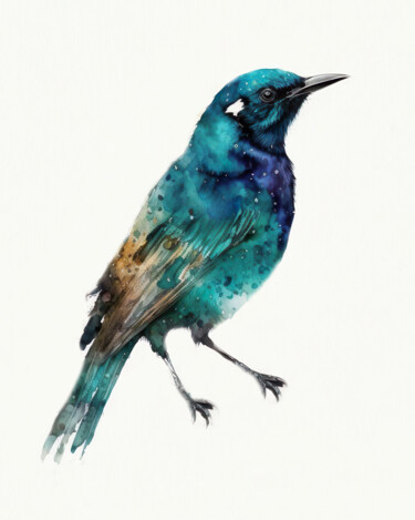 数字艺术 标题为“Cyan Bird” 由Piotr Alaborski, 原创艺术品, 数字油画